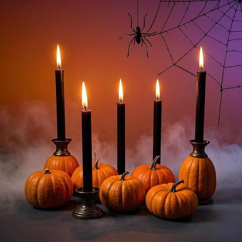 Sihuida 12-Pack Black Taper Candles, 10 Inch Unscented Dripless Candlesticks, Long-Lasting Burn Time of 7-8 Hours, Perfect for Halloween Decor Parties Meditation and Home Ambiance - Image 3